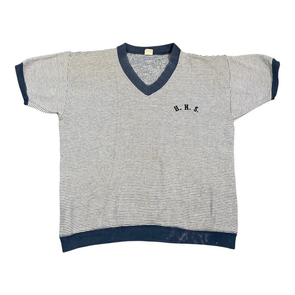 Vintage 70s Striped V-Neck Varsity Sweatshirt
